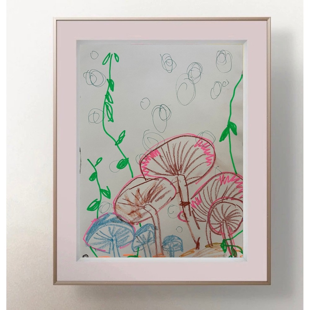 OMAN Original Mushroom Art 8.5x11 Paper Fungi Forest Spiritual Nature Drawing